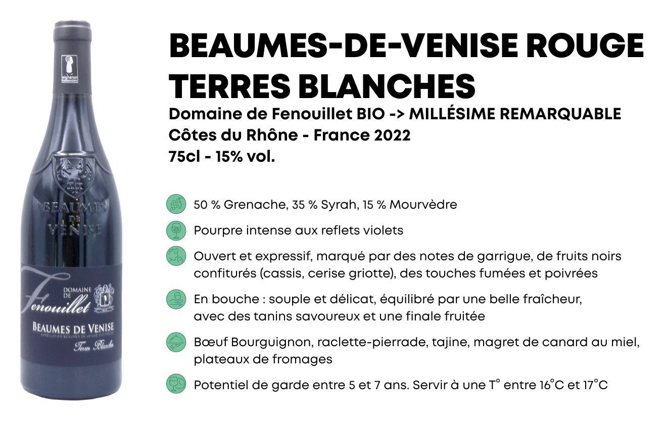 Beaumes-de-Venise rouge Terres Blanches, Domaine de Fenouillet